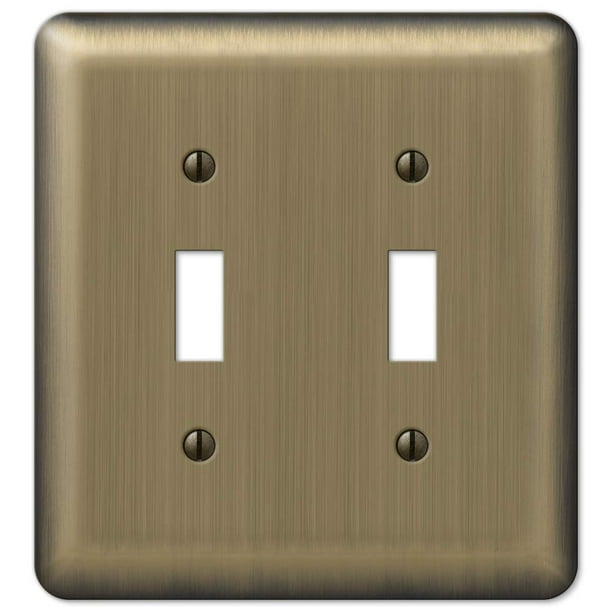 Placa para Interruptor Amerelle 154TT Devon de 2 Teclas en Acero con Acabado en Latón Cepillado