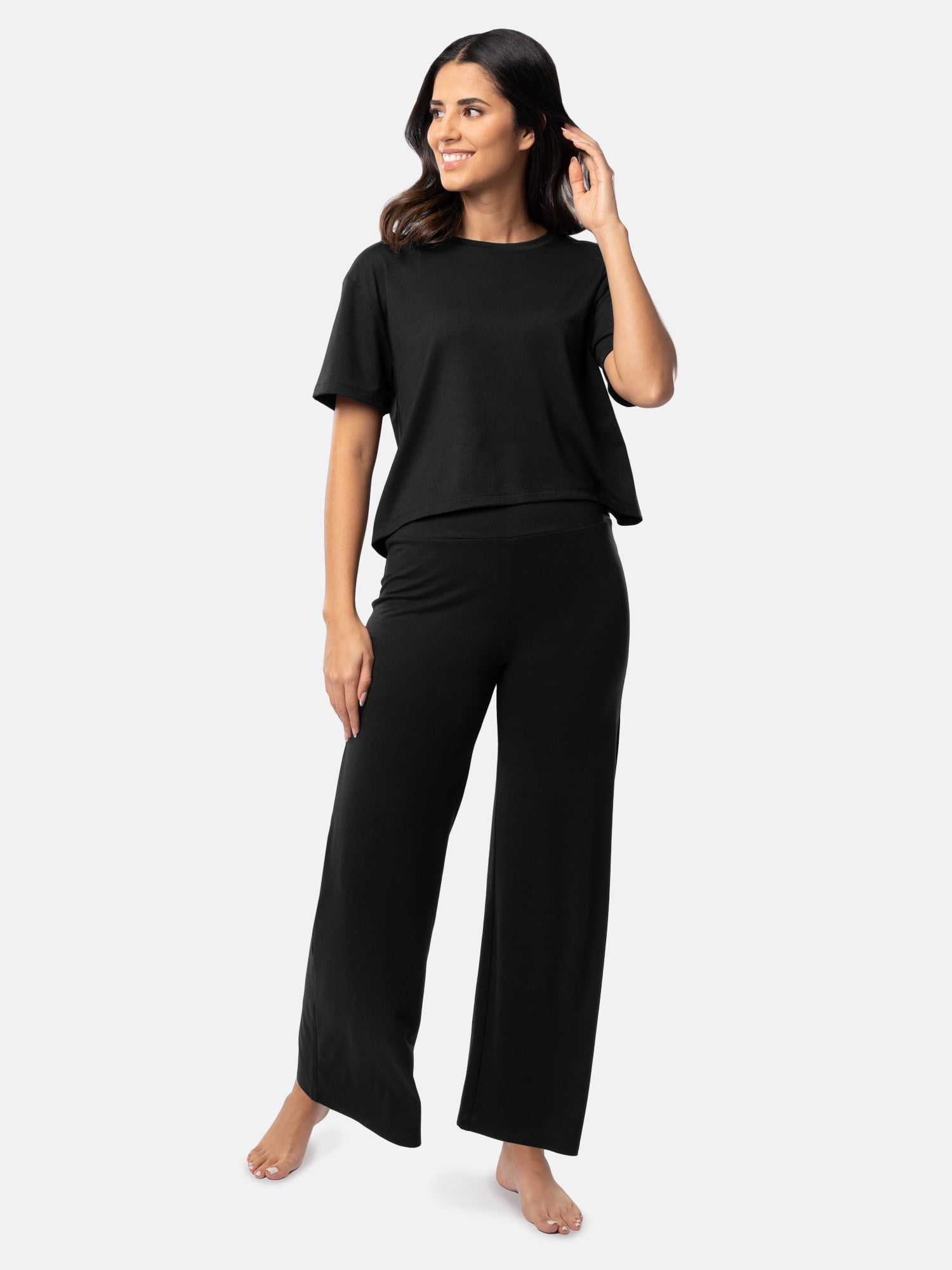 Fruit of the Loom Women's Breathable Short Sleeve Top and Pant Pajama Set, Sizes S-4X