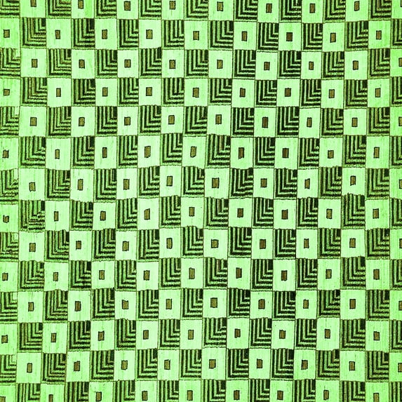 Ahgly Company Indoor Square Checkered Green Modern Area Rugs, 7' Square