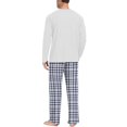 thumbnail image 7 of VV AVEORS Mens Pajama Set Bamboo Viscose Soft Pijamas Sets Plaid Long Sleeve Full Length Pants Pjs Check Sleepwear With Pockets White 3XL, 7 of 7