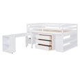 thumbnail image 5 of Full Size Low Loft Bed with Retractable Writing Desk and 3 Drawers, Wooden Loft Bed Frame with Storage Stairs and Shelves, for Kids Teens Boys Girls, Sturdy Slats Support, White, 5 of 9