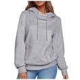 thumbnail image 6 of Tunics Tops for Leggings Fall Winter Basic Hooded Long Sleeve Batwing One Shoulder with Pocket Solid Color Leisure Cotton Sweatshirt(Grey,XXL), 6 of 8