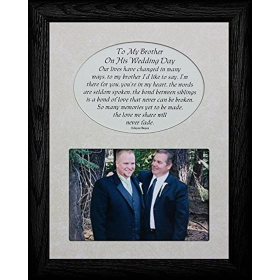 To My Brother On His Wedding Day Picture Poetry Keepsake Photo Frame Walnut