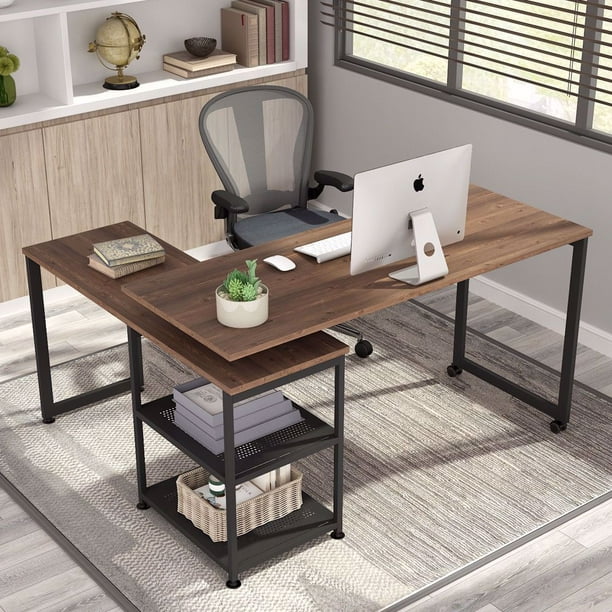 Tribesigns Reversible L-Shaped Desk, 360° Free Rotating ...