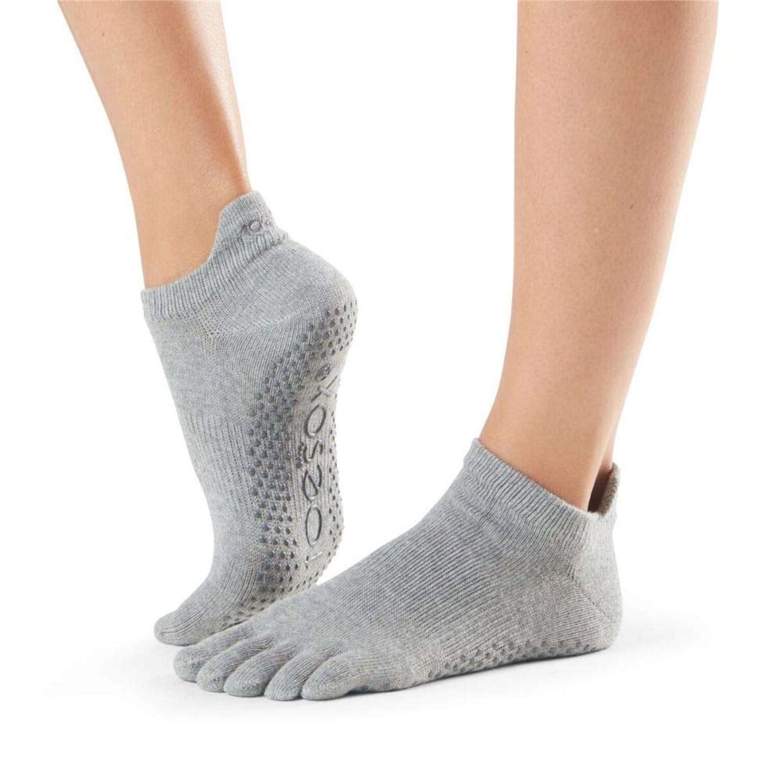 Toesox Womens Low Rise Full Toe Grip Five Toe Design Socks