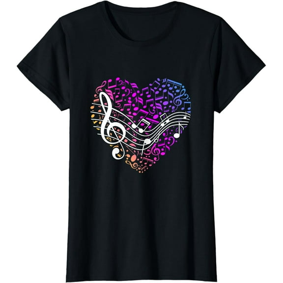 Musical Notes Heart Treble Clef Music T-Shirt