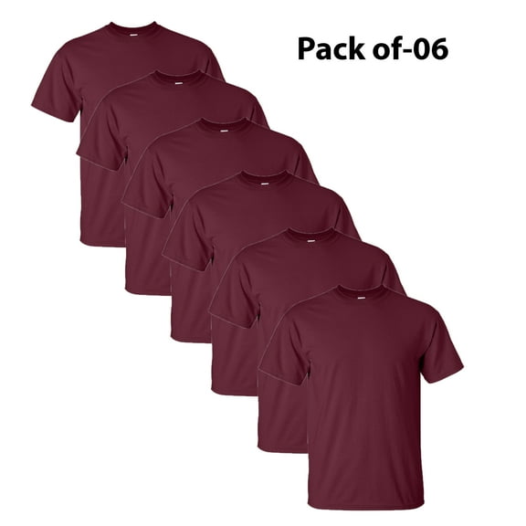 Gildan - Heavy Cotton Short Sleeve T-Shirt | 5.3 oz. 100% Cotton Comfortable Tee, Classic fit Crewneck T-Shirts, Pack Of - 6 Tees, Color - Maroon | Size - M