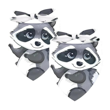 PhooArto Cute Cartoon Raccoon Patterns Dog Bandanas 2 Pack Soft Washable Pet Scarf Triangle for Large Dogs Puppies and Cats