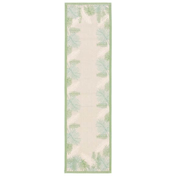 Safavieh Courtyard Martin Botanical Indoor/Outdoor Runner Rug, Cream/Green, 2'3" x 8'