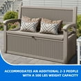 thumbnail image 4 of Dextrus 70 Gallon Lockable Storage Bench, Waterproof Outdoor Patio Deck Box for Supplies, Light Brown, 4 of 10
