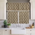 thumbnail image 2 of Brown Plaid Curtain Valances Set Retro Country Moroccan National Geometrical Plaid Kitchen Curtains 24&nbsp;inch Length Rod Pocket Valance and Tiers 3 Piece Set Small Bedroom Bathroom Laundry Decor, 2 of 9