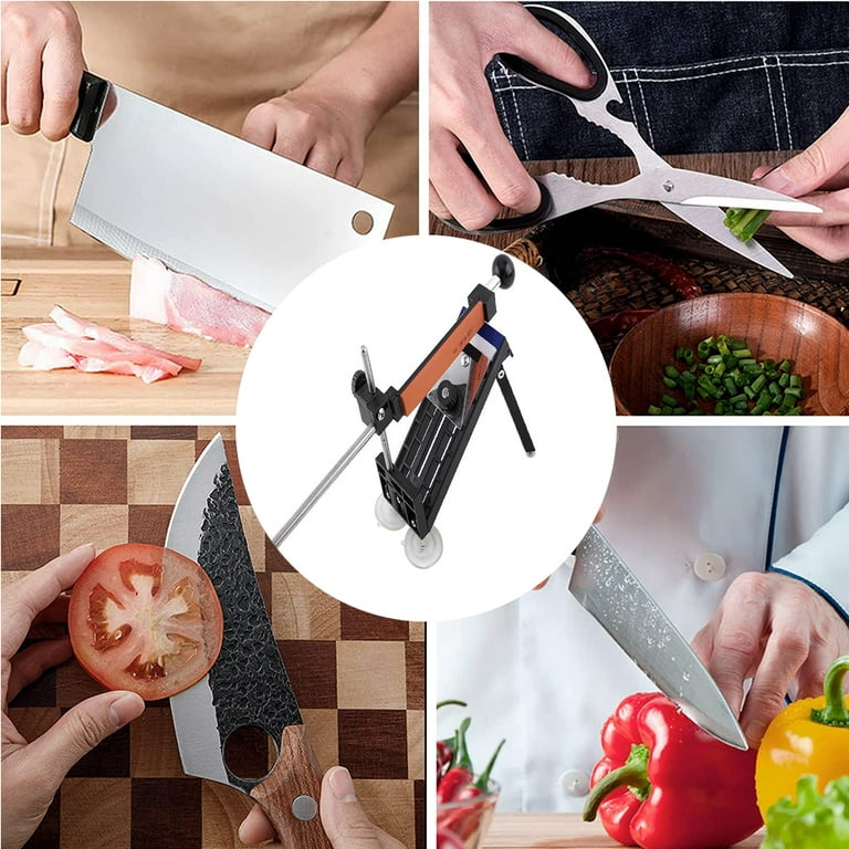 Vobor Professional Knife Sharpener Kitchen Sharpening System Fix Angle  Polishing Grinding Tool with 4 Whetstone for Home & Kitchen