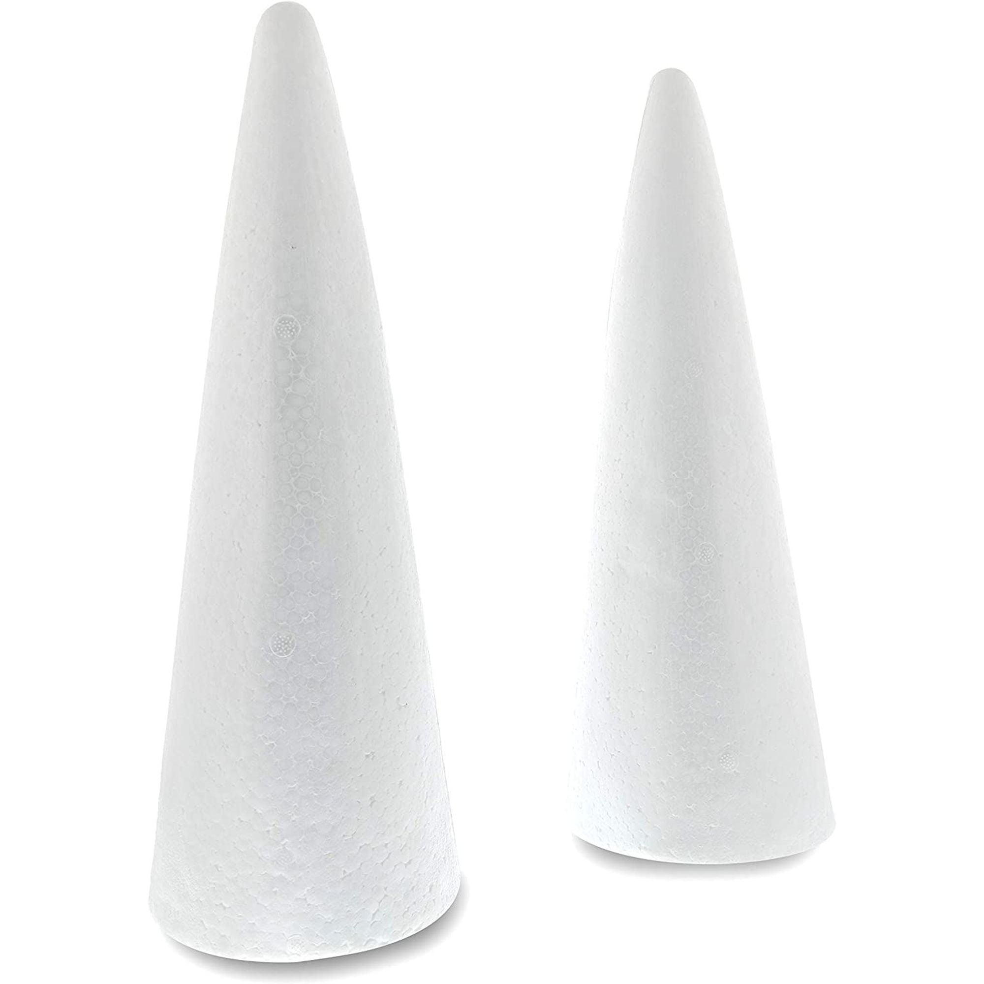 2 Pack Foam Cones 5.25" x 14.5" Styrofoam Cones for Art and DIY Crafts