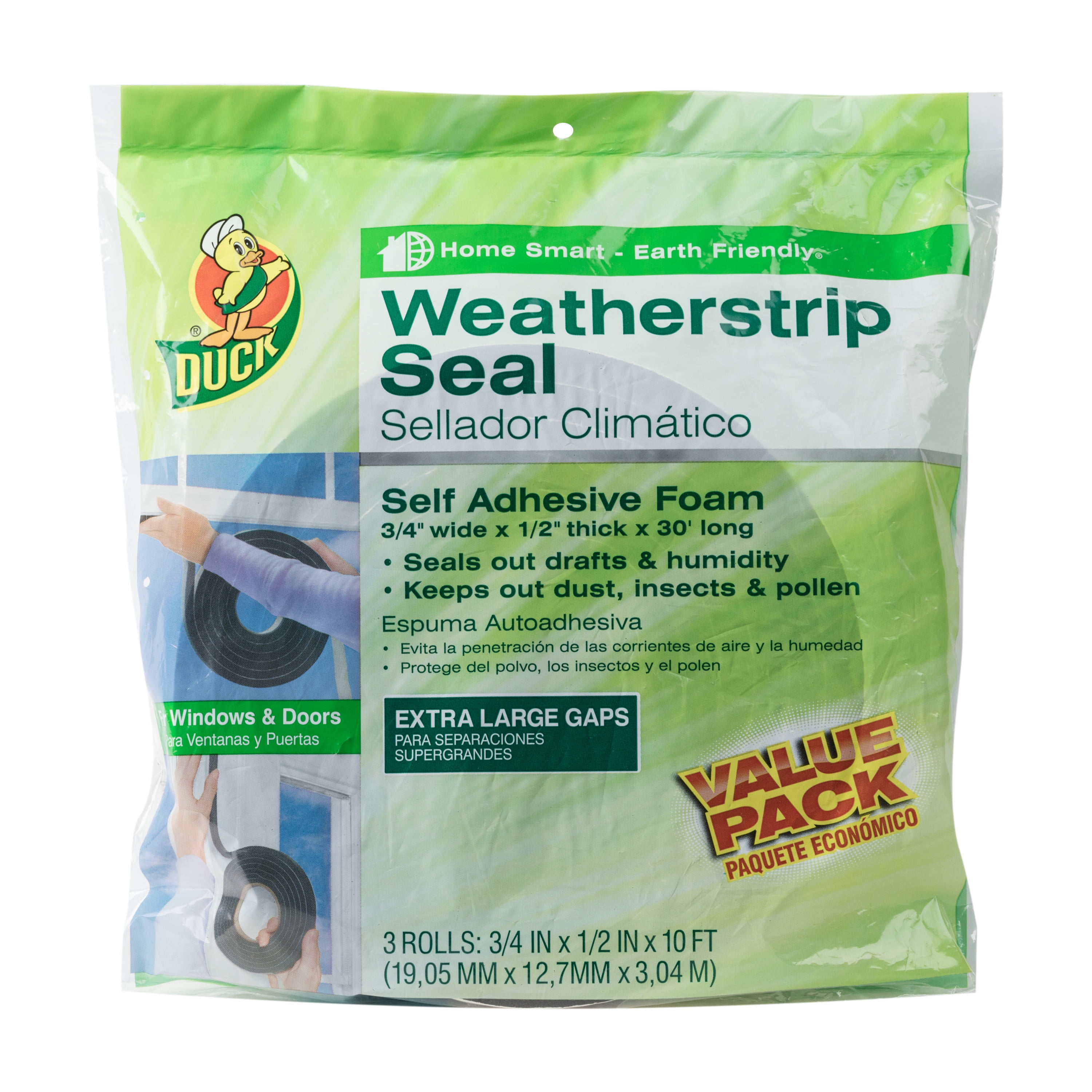 *2 PACK* Duck High Quality Weatherstrip Seal 2 Medium Gap Self Adhesive Foam 
