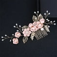 thumbnail image 4 of Bridal Hair Combs, Wedding Hair Comb Set Crystal Flower Hair Clips Bride Bridesmaid Hair Sides Comb Rhinestone Barrettes, Pearl Flower Hair Pins Hair Accessories for Women Girls (Yellow), 4 of 4