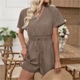 thumbnail image 5 of Sentmoon Short Overalls Short Sleeve V Neck Women's Jumpsuits Solid Color Regular Fit Beach Outfits for Women Summer for Travel and Holiday S-XL, 5 of 9