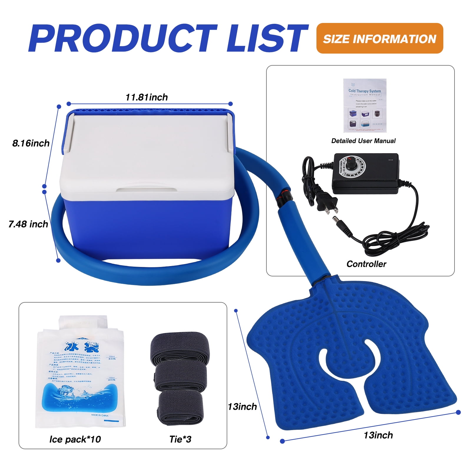 Cold Ice Machine for Knee Therapy System Knee/Joint Pad, Cooling Reservoir and Quiet Bump