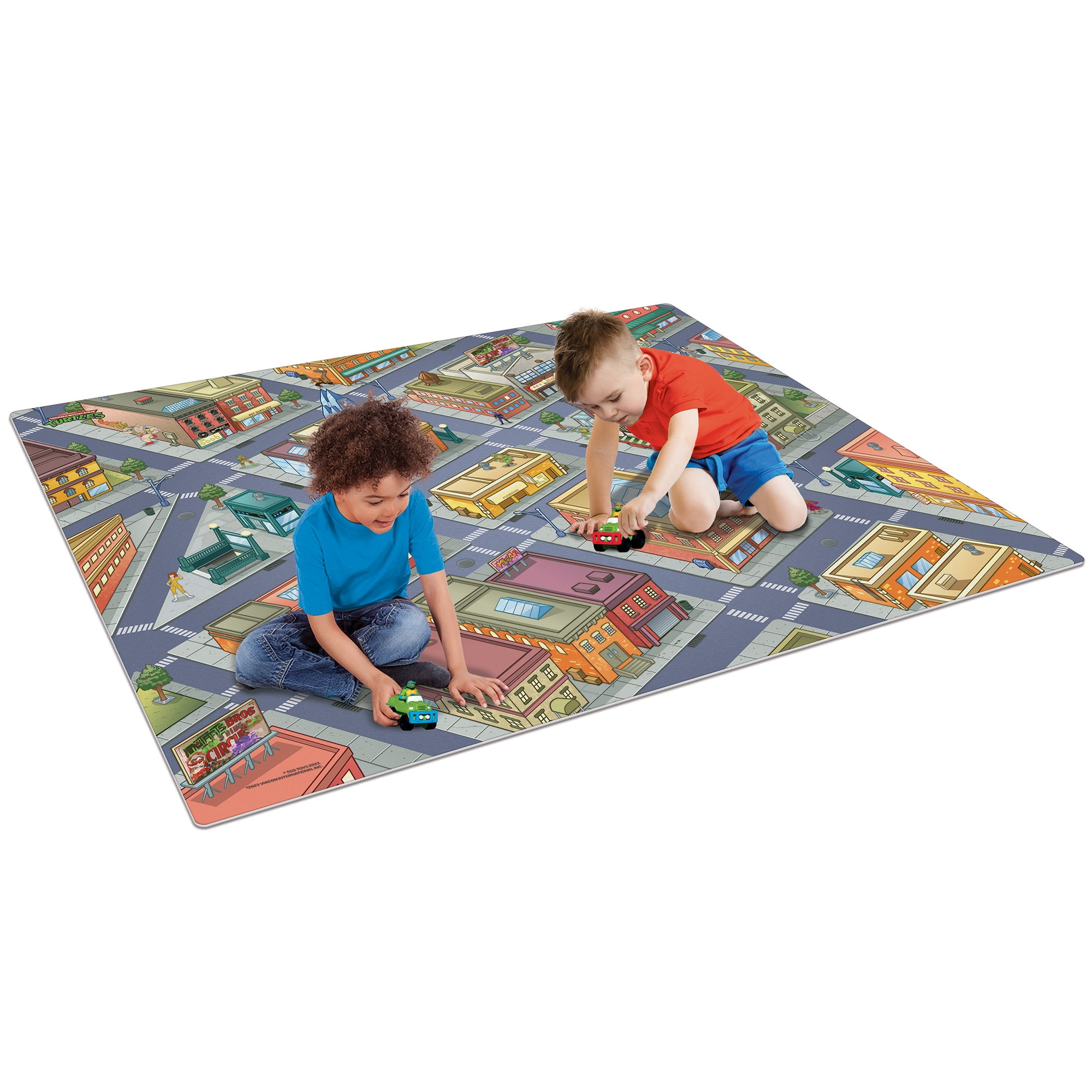 Imaginmat: Jumbo -TMNT - Floor Playmat & 2 Toy Cars, 47 x 61", 2 Character Vehicles, Durable EVA Foam Mat, Portable Design, Licensed, Kids Ages 3+