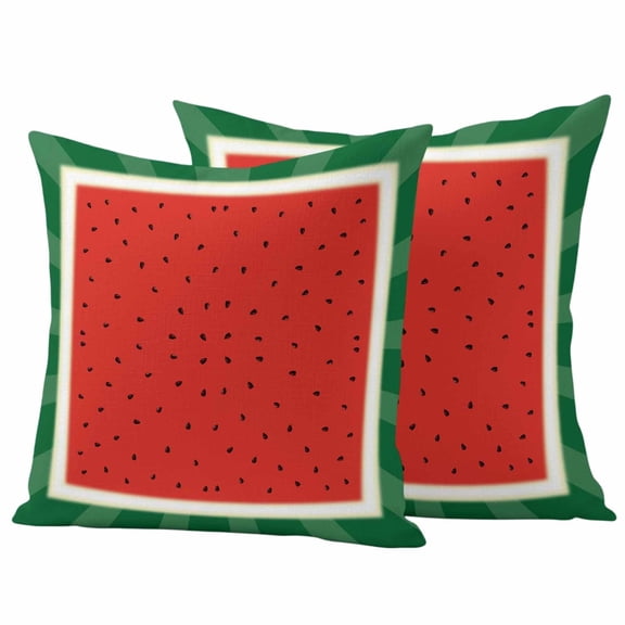 2 Pack Outdoor Waterproof Throw Pillow Covers,Abstract Summer Watermelon Texture Decorative Square Patio Pillowcases for Chair Couch Sofa 16x16in