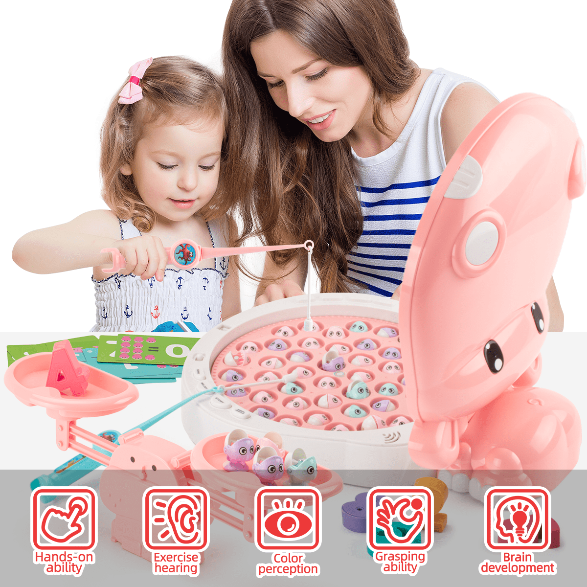 UNIH Fishing Toys with Math Balance, Magnetic Fishing Games for 3-5 Years  Old Boys Girls Gift 