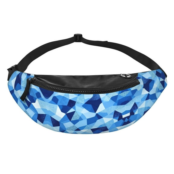 Women Men Navy Blue Camouflage Crossbody Fanny Waist Bag Pack Belt Bag for Travel Hiking