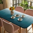 thumbnail image 3 of Blue Ombre Table Cloths for 5 Foot Rectangle Tables, Contemporary Gradient Abstract Art Patio Waterproof Elastic Fitted Tablecloths, Washable Rectangular Table Cover for Camping, 3 of 8