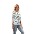 thumbnail image 3 of Ronuti Womens 3/4 Length Sleeve Tops Crewneck Ruched Summer Shirts 2026 Business Casual Outfits Blouses Spring Clothes, 3 of 7