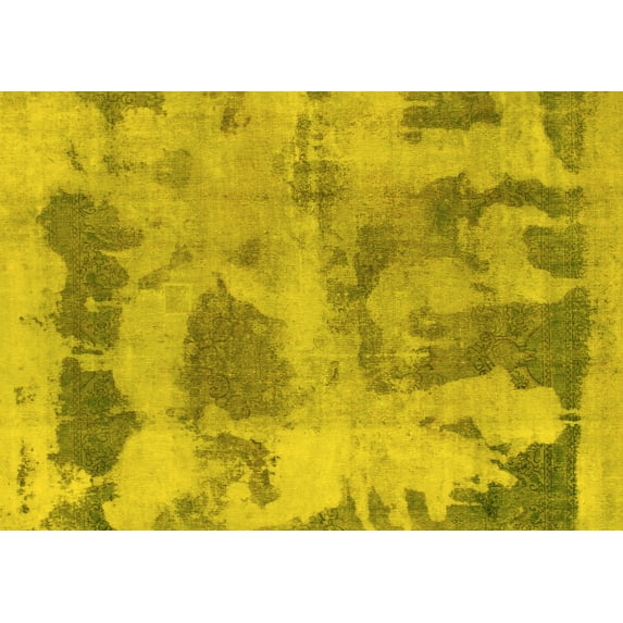 Ahgly Company Indoor Rectangle Abstract Yellow Modern Area Rugs, 4' x 6'