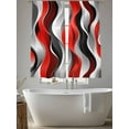 thumbnail image 5 of Abstract Wave Line Sheer Curtains 63 inches Long 2 Panels Set Gray Red Black Stripe Graffiti Sheer Window Curtain Rod Pocket Voile Drapes for Living Room/Bedroom, Each 52" W x 63" L, 5 of 7