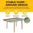 thumbnail image 4 of Farmhouse Teal Blue Brown Table Cloths for 4 Foot Rectangle Tables, Vintage Wooden Striped Patio Waterproof Elastic Fitted Tablecloths, Washable Rectangular Table Cover for Camping, 4 of 8