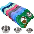 thumbnail image 1 of Juqiboom Cuencos Para Perros 2 Cuencos De Acero Inoxidable Para Alimentador De Agua Y Alimentos Para Mascotas Con Alfombrilla De Silicona Antiderrames Y Antideslizante Para Mascotas, Cachorros, Gatos, 1 of 5