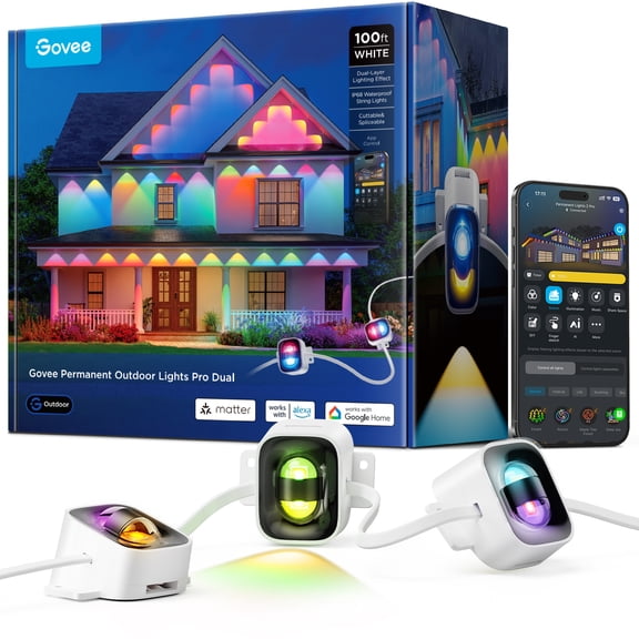 Govee Permanent Outdoor Lights 2 Pro, 100ft with IP68 Waterproof, White