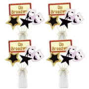 On Broadway Table CORNET Centerpiece Sticks,Movie Night Party Centerpiece Sticks,Hollywood Centerpieces Glamorous Movie Theme Party Decoration Supplies.Set of 16