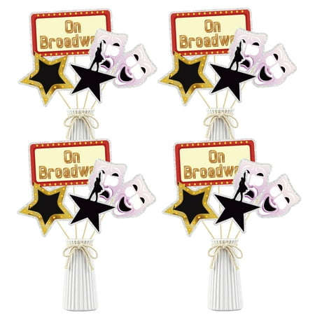 On Broadway Table CORNET Centerpiece Sticks,Movie Night Party Centerpiece Sticks,Hollywood Centerpieces Glamorous Movie Theme Party Decoration Supplies.Set of 16