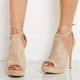 thumbnail image 3 of Sandalias de tacón con plataforma para mujer, piel sintética y gamuza, con cordones, 3 of 5