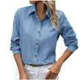 thumbnail image 2 of Sevevn Long Sleeve Tops for Women Fashion Women's Casual Solid Color Blouses Button Long Sleeved Turndown Collar Top Holiday Gift Finder, 2 of 5