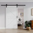 thumbnail image 2 of 42'' x 84'' Modern K Shape Primed Sliding Barn Door with Installation Hardware Kit (Double Door & Soft Close Optional), 2 of 9