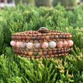 thumbnail image 4 of GHSDFBB Boho Handmade Natural Stone Bead 3 Row Wide Wrap Wrist Statment Bracelet Jewelry Collection, 4 of 6
