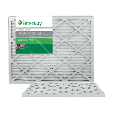 AFB Silver MERV 8 20x25x1 Pleated AC Furnace Air Filter. Pack of 2 Filters. 100% produced in the (Best Air Filter For Home Furnace)