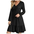thumbnail image 2 of Jienlioq Robe Grande Taille pour Femmes Printemps et Été Manches Longues Col en V Ample Décontractée Taille Haute en Dentelle, 2 of 6