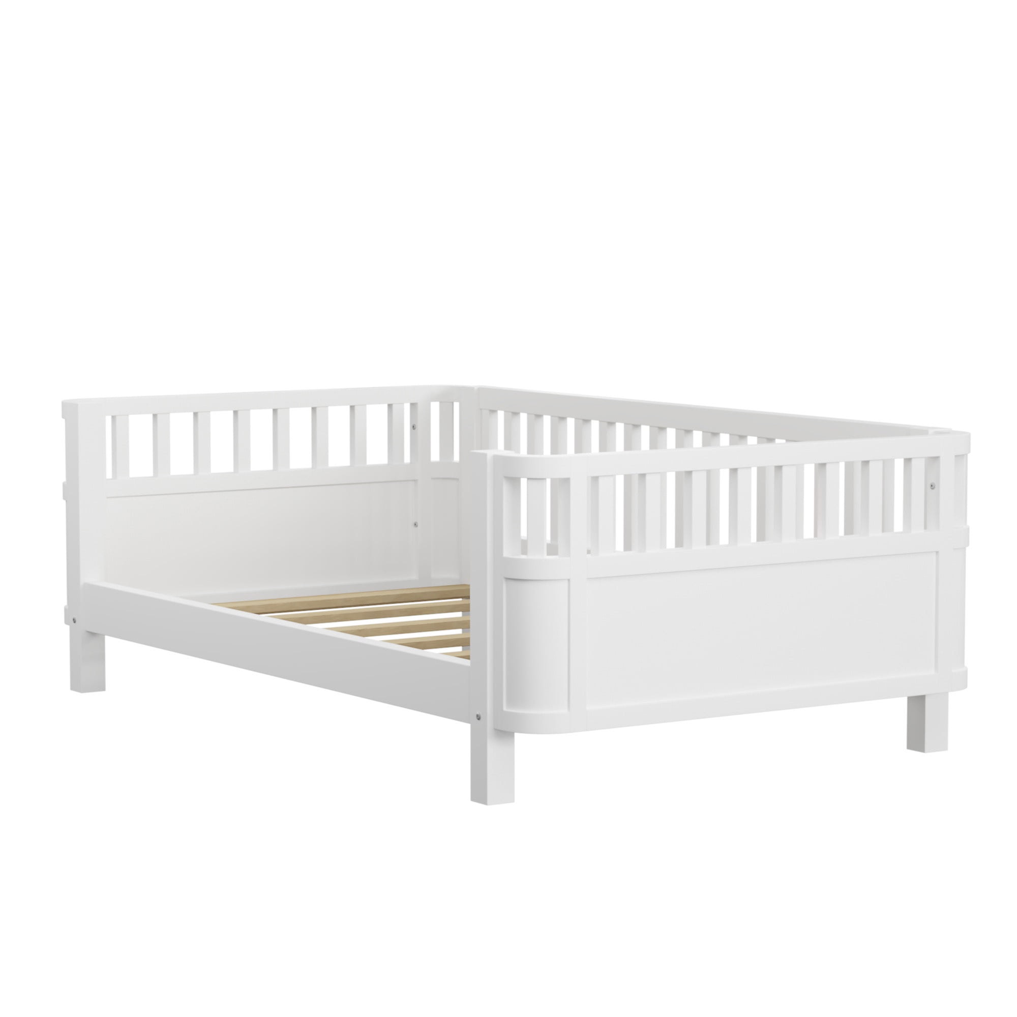 Euroco Wood Twin Size Platform Bed, Low Profile Bed with Rails for Kids and Toddlers, White