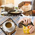 thumbnail image 4 of Gold and Black Of Leopard Print Kitchen Oven Mitt and Pot Holder Sets 2 Pcs for Baking, Cooking and Grilling, Heat Resistant Up To 392 °F, 4 of 7
