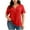 Red, variant on Womens Blouse Plus Size V-Neck Short Sleeve Solid Color Button-up Women Fashion Clothing Beach Vacation Clothes Travel Business Casual Outfits