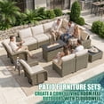 thumbnail image 4 of Clouddwell 13 Piece Outdoor Sectional Set with Swivel Rocker Chairs of 2, Patio Conversation Sets with Fire Pit Table, Beige, 4 of 8