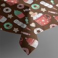 thumbnail image 3 of Brown Christmas Dessert Pattern Rectangle Tablecloth 60"x84",Waterproof Polyester Rectangle Table Cloth, Wipeable Spillproof Polyester Tablecloth for Dining, Camping, Indoor and Outdoor, 3 of 5