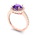 thumbnail image 2 of Solitaire with Accents Engagement Ring for Women - 1.8ct Natural Amethyst in 14K Rose Gold Promise Ring, 2 of 6