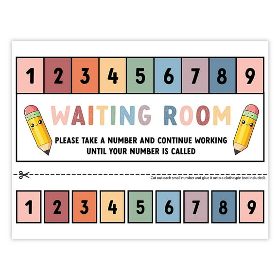 Boho Pastel Teacher Waiting Room Sign Take a Number Classroom Poster Student Management Visual Aid 8.5x11