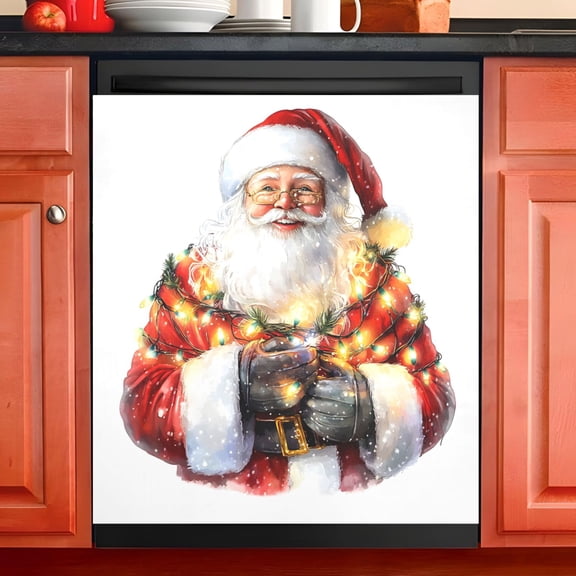 Ryvnso Christmas Santa Claus3 Dishwasher Magnetic Refrigerator Magnet Cover Kitchen Home Decorative 23"x26"