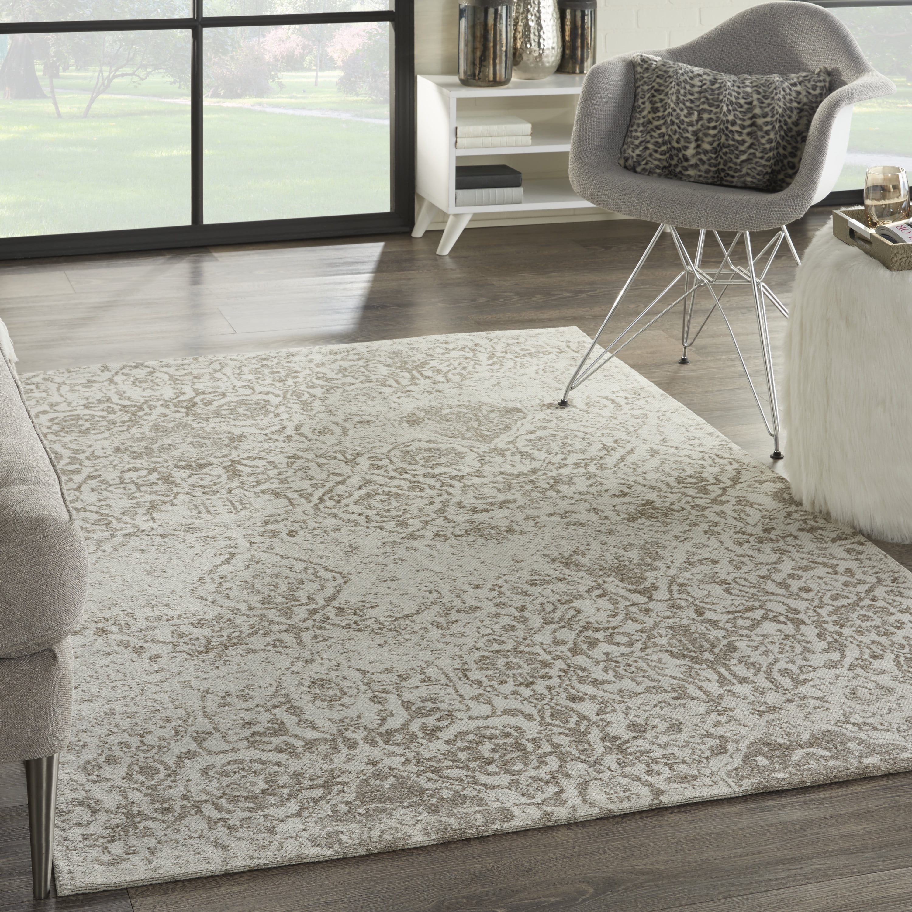 Nourison Damask Vintage Damask Ivory Area Rug