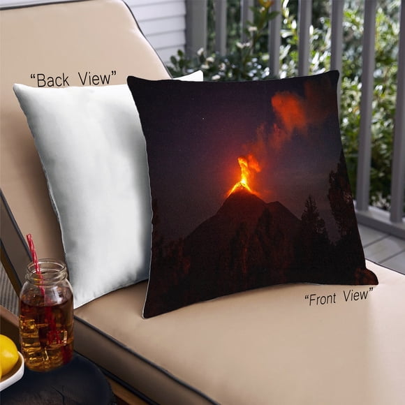 Ahgly Company Earth Volcano Outdoor Throw Pillow, 18 inch by 18 inch